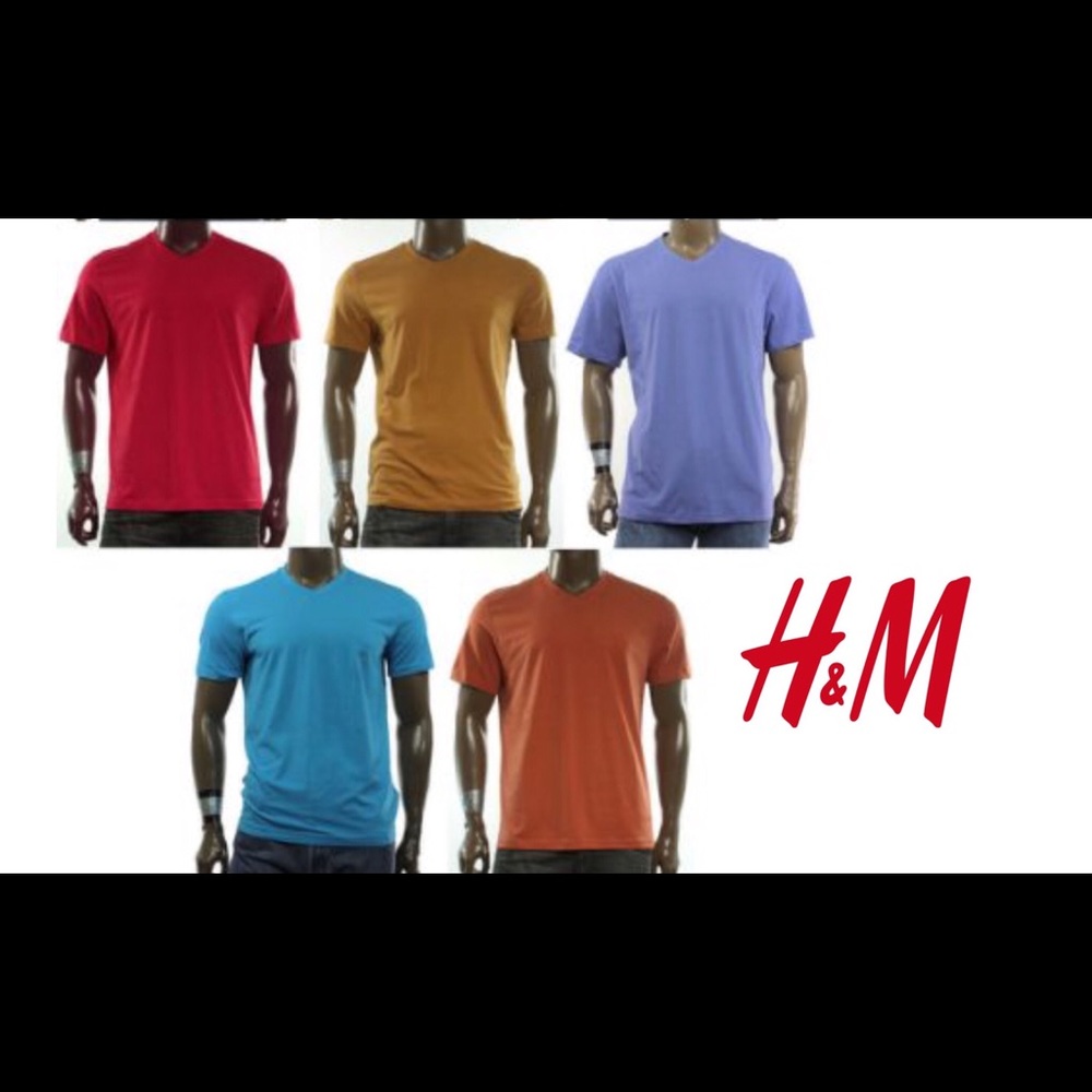 H&M Bundle of Fine Cotton V-Neck T-shirt (4)